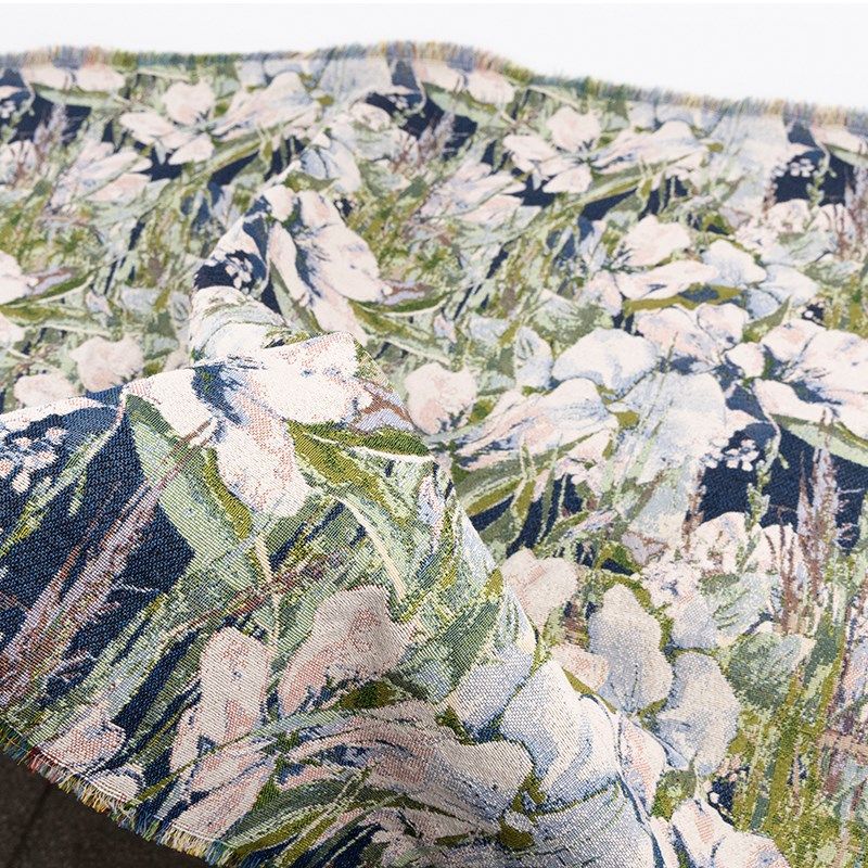 油画风绿色花卉提花布料服装面料高档设计师面料连衣裙沙发布料,居家布艺,海绵垫/布料/面料/手工diy,淘宝优惠券,粉丝福利购,淘宝优惠卷