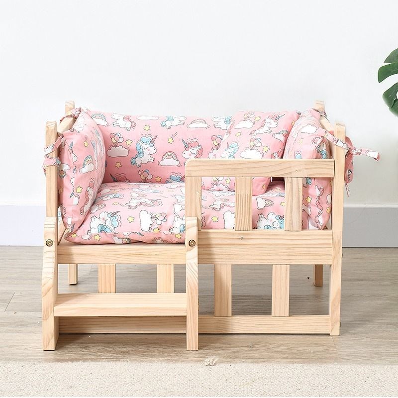 宠物床狗狗床狗窝四季通用猫床不占地猫窝离地可拆洗木质小猫咪床