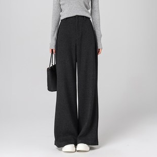 休闲裤 毛呢阔腿裤 灰色羊毛西装 高腰显瘦宽松糯米裤 直筒 女秋冬新款