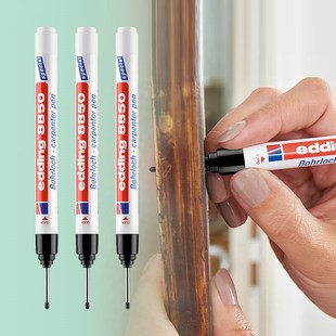 edding8850木工打点笔划线木匠钻孔标识记号笔长笔头20MM超细笔尖