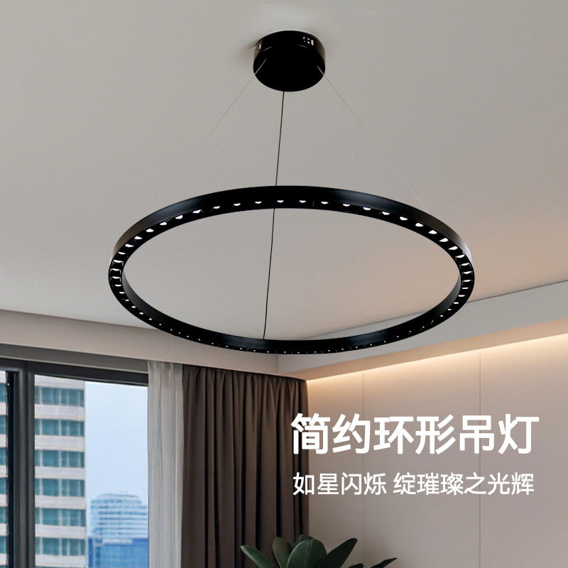 新款北欧圆形圆环圈圈吊灯铝材灯客厅灯餐厅灯设计师卧室家装灯饰