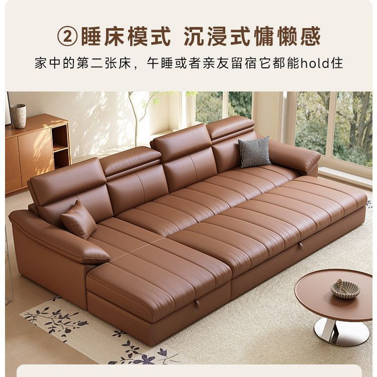 猫抓皮贵妃位沙发床两用多功能储物折叠变床客厅小户型沙发床