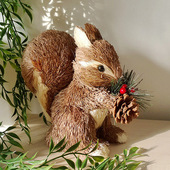 婚庆婚礼森系摆件 茅草松鼠草编小动物超逼真迎宾区摆件舞台布置