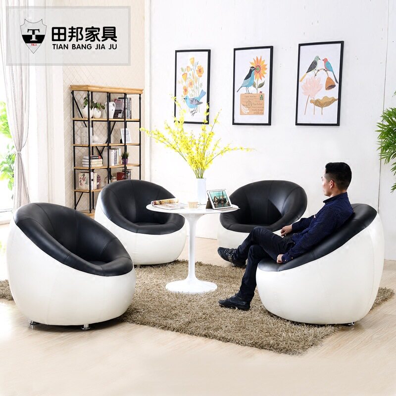 简约现代真皮单椅办公休闲