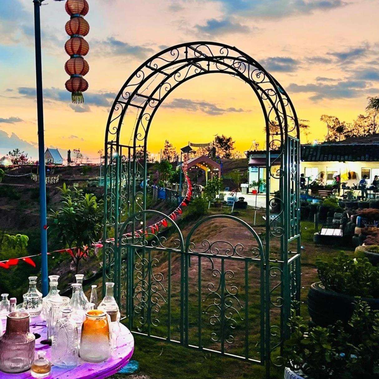 欧式铁艺拱门乡村花架子带门花门户外庭院花园爬藤架月季绿萝园艺
