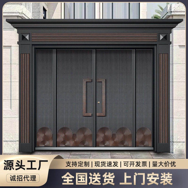 农村自建房别墅大门双开进户门锌合金入户家用防盗乡村庭院仿铜门