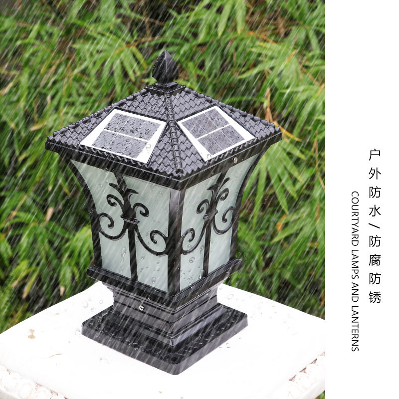 太阳能围墙灯户外柱头灯防水欧式花园别墅大门柱灯庭院中式柱子灯