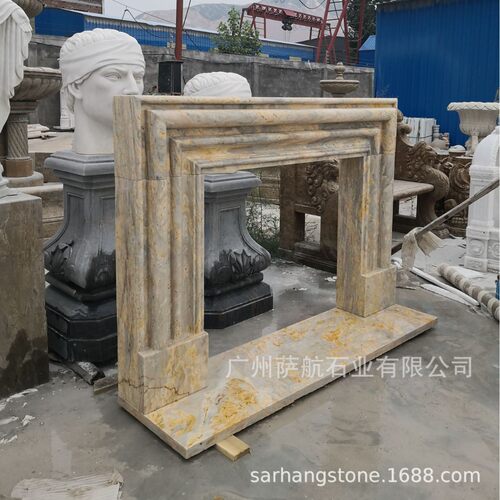 天然大理石壁炉架 欧式别墅工程石材定制 汉白玉雕刻壁炉批发