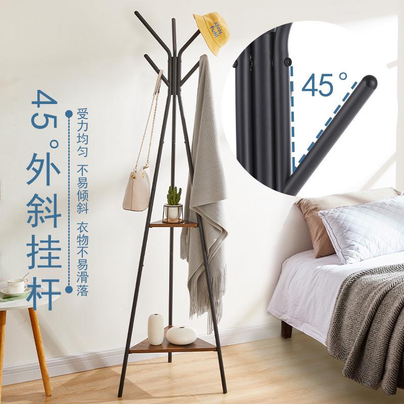 卧室客厅简易衣帽架铁艺多用鞋包晾晒架钢管挂衣架落地三角衣帽架