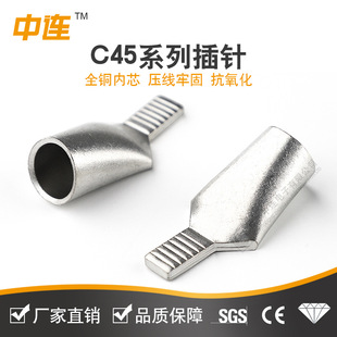 DZ47铜线耳接线端头 接线端子压线钳快冷压端子 中连 C45插针紫铜