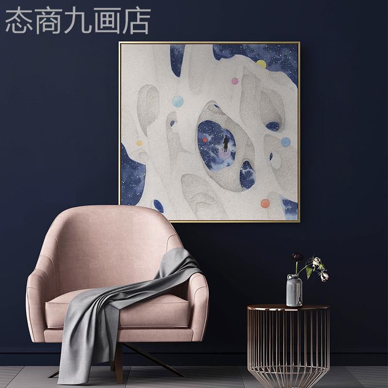 网红彭板博三仟映画现代客厅联画画装饰画简约时尚店象挂样间酒壁图片
