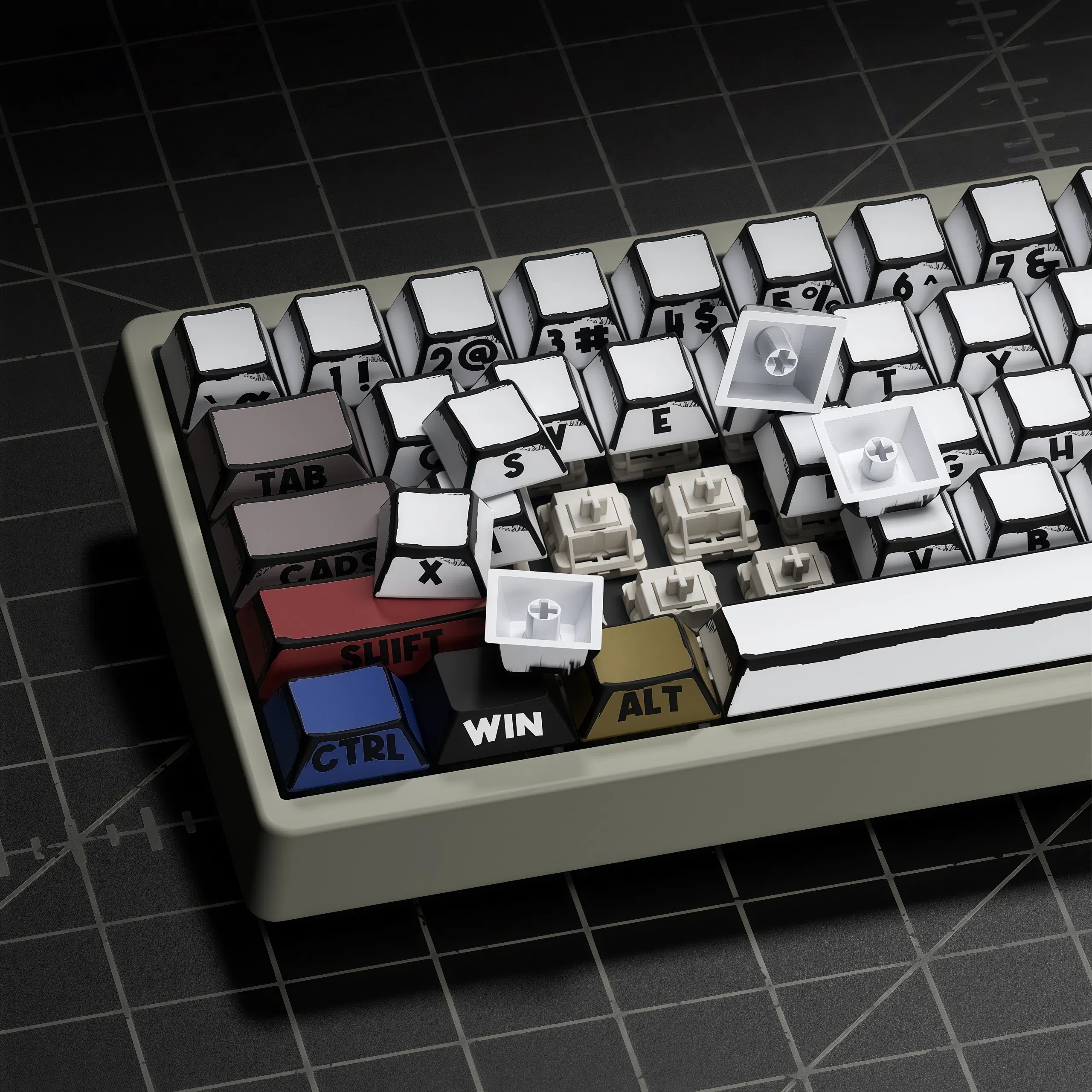 XVX动漫涂鸦百灯侧刻键帽PBT五面热升华原厂高度客制化键盘键帽