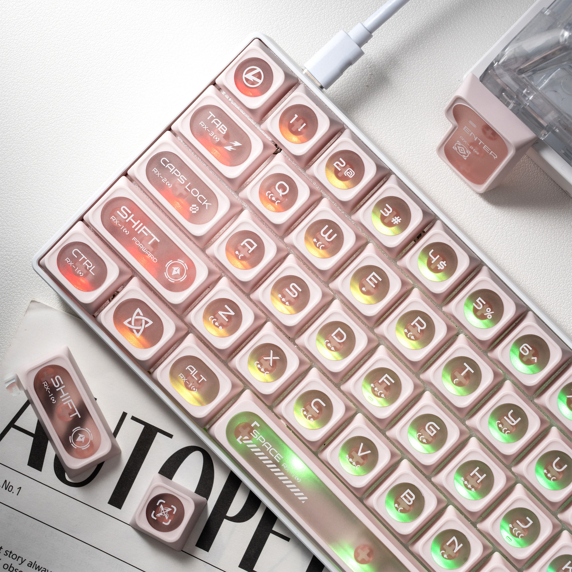 XVX粉色猫眼石Max键帽原厂雾面透光弦月PC个性磨砂质感wooting,电脑硬件/显示器/电脑周边,键帽,淘宝优惠券,粉丝福利购,淘宝优惠卷