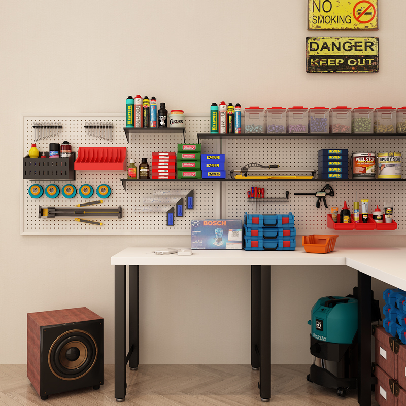 洞洞板免打孔置物架定做收纳配件厨房家用墙上不锈钢多功能挂板墙