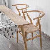 Y椅叉骨实木餐椅 家用书桌椅简约扶手靠背休闲民宿椅家具原木椅子