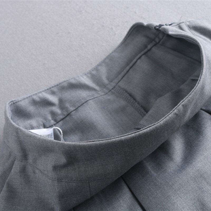 欧美夏季新款女式高腰显瘦西装面料百褶裙学院防走光半身裙短裙子