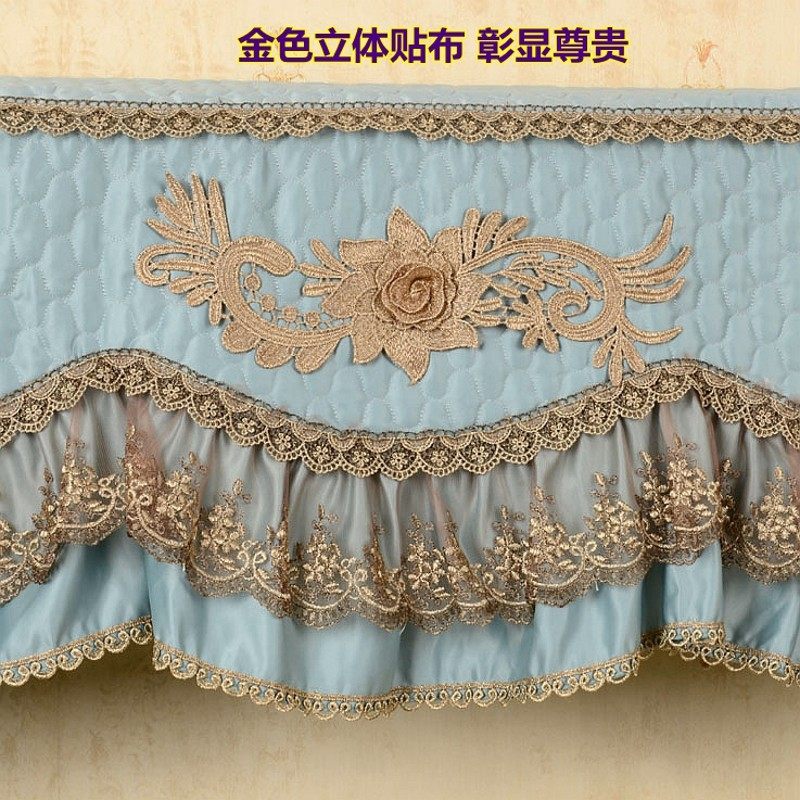 博文布艺蓝色挂机挂式防尘开机不取空调管道套遮丑空调罩倾城之恋