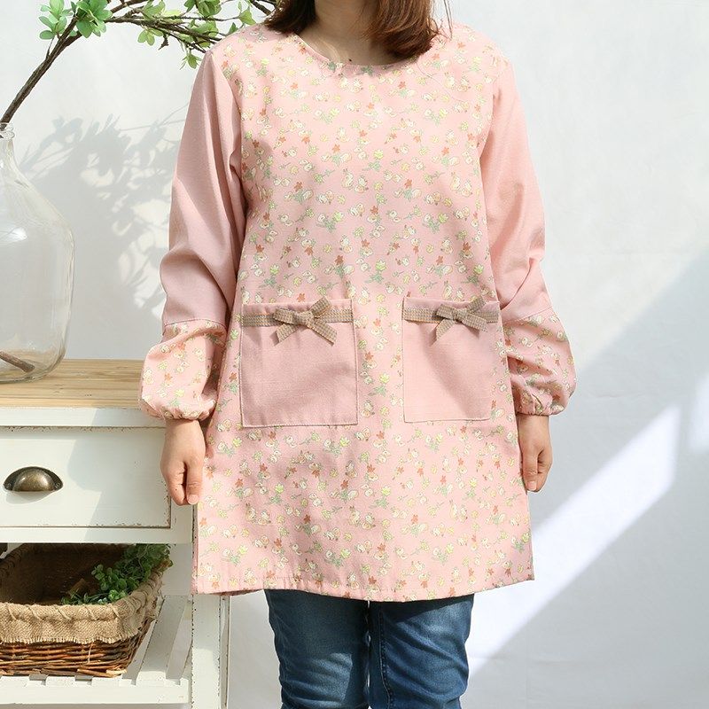 韩式田园碎花时尚简约长袖围裙罩衣反穿衣工作服家用防水成人,家庭/个人清洁工具,围裙,淘宝优惠券,粉丝福利购,淘宝优惠卷