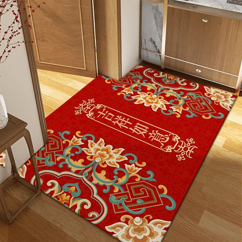 红色家用入户门地垫新中式进门垫子免洗pvc门口脚垫耐脏防滑地毯,居家布艺,家用脚垫,淘宝优惠券,粉丝福利购,淘宝优惠卷