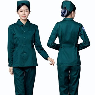 南丁格尔120急救工作服长短袖冬夏护士服墨绿医生分体套装急救服