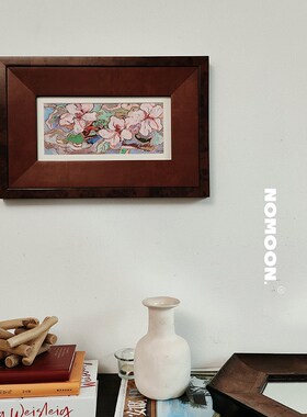 NOMOON高级感朱红花卉挂画法式中古风复古玄关沙发小众艺术装饰画