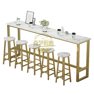 靠墙吧台桌家用阳台靠窗桌奶茶店桌椅组合商用长条桌高脚桌窄桌子