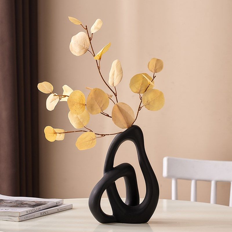 创意陶瓷花瓶摆件一对客厅插花轻奢高级感小众艺术电视机柜装饰品