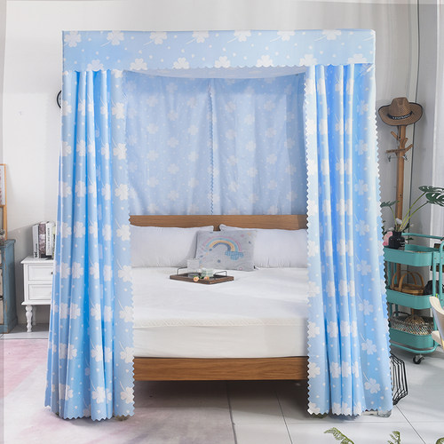 床帘家用卧室双人床隔断帘遮光布防尘挡风隔帘学生宿舍床幔全包围