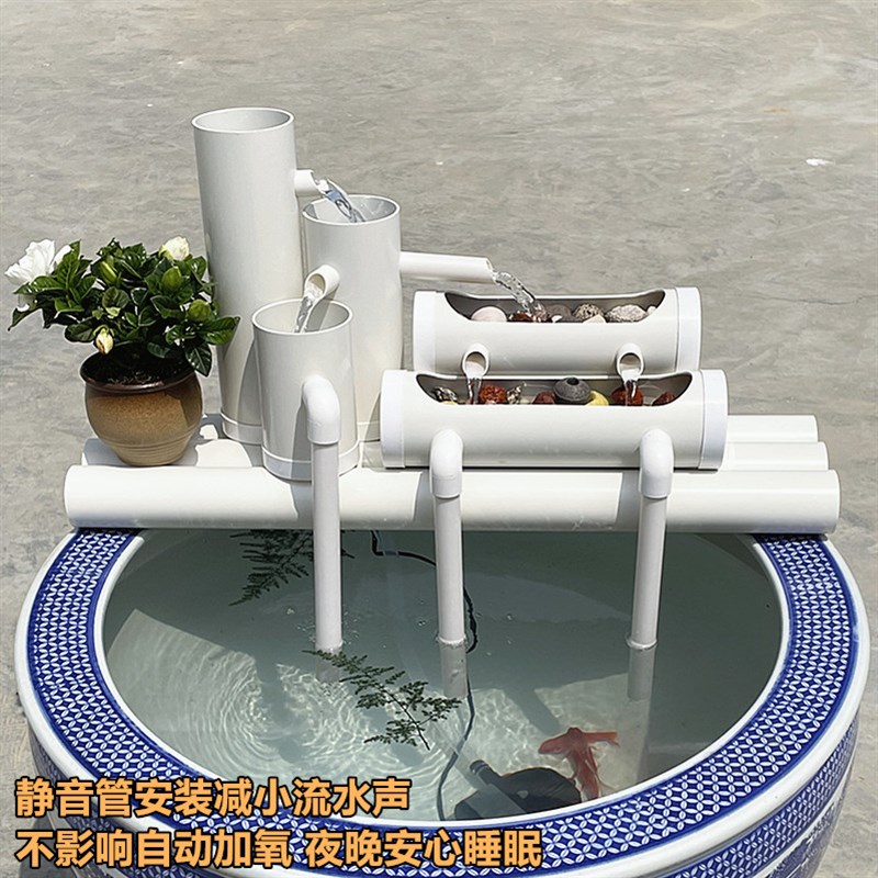 小鱼缸三合一低水位过滤器水循环家用静音加氧流水器陶瓷鱼缸过滤
