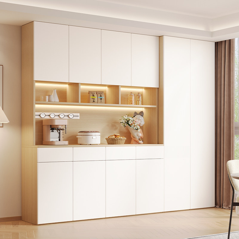 奶油风餐柜实木储物柜客厅高柜一体靠墙酒柜一门到顶轻奢玄关柜,住宅家具,餐边柜,淘宝优惠券,粉丝福利购,淘宝优惠卷