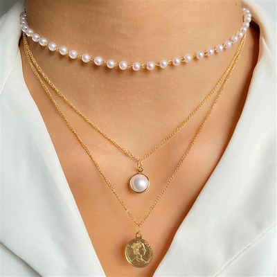 现货202 Vitage Prl Choker el For Wo Fashio