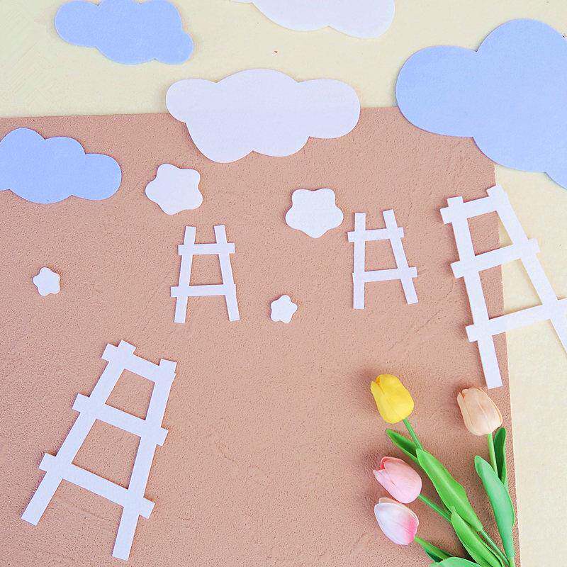 幼儿园墙面装饰diy手工材料配件无纺布毛毡白云星星小木梯子墙贴