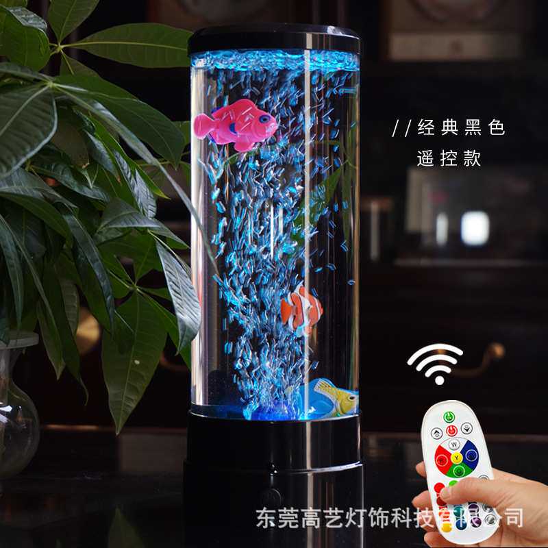 气泡鱼亚马逊外贸仿真LED七彩汽鱼泡灯跨境卧室氛围USB水母小夜