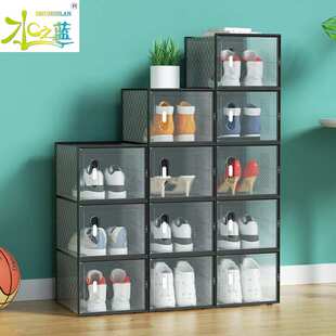 鞋盒透明防尘鞋子收纳折叠侧开门防氧化家用塑料展示鞋盒整理鞋柜