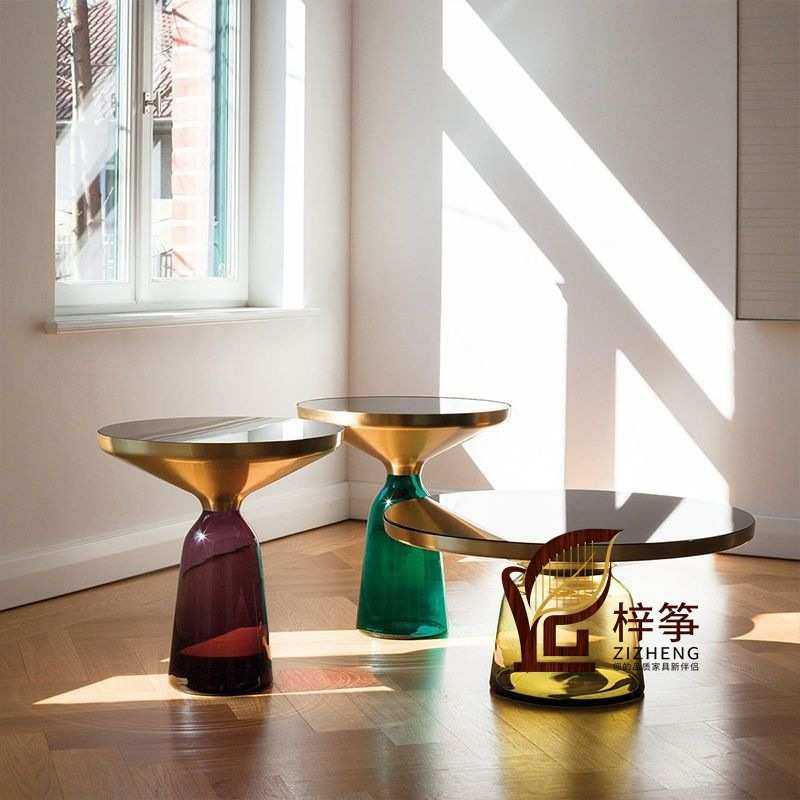 创意玻璃茶几现代客厅边几圆形阳台彩色移动高档高级茶桌轻奢新款,3C数码配件,摄像机配件,淘宝优惠券,粉丝福利购,淘宝优惠卷