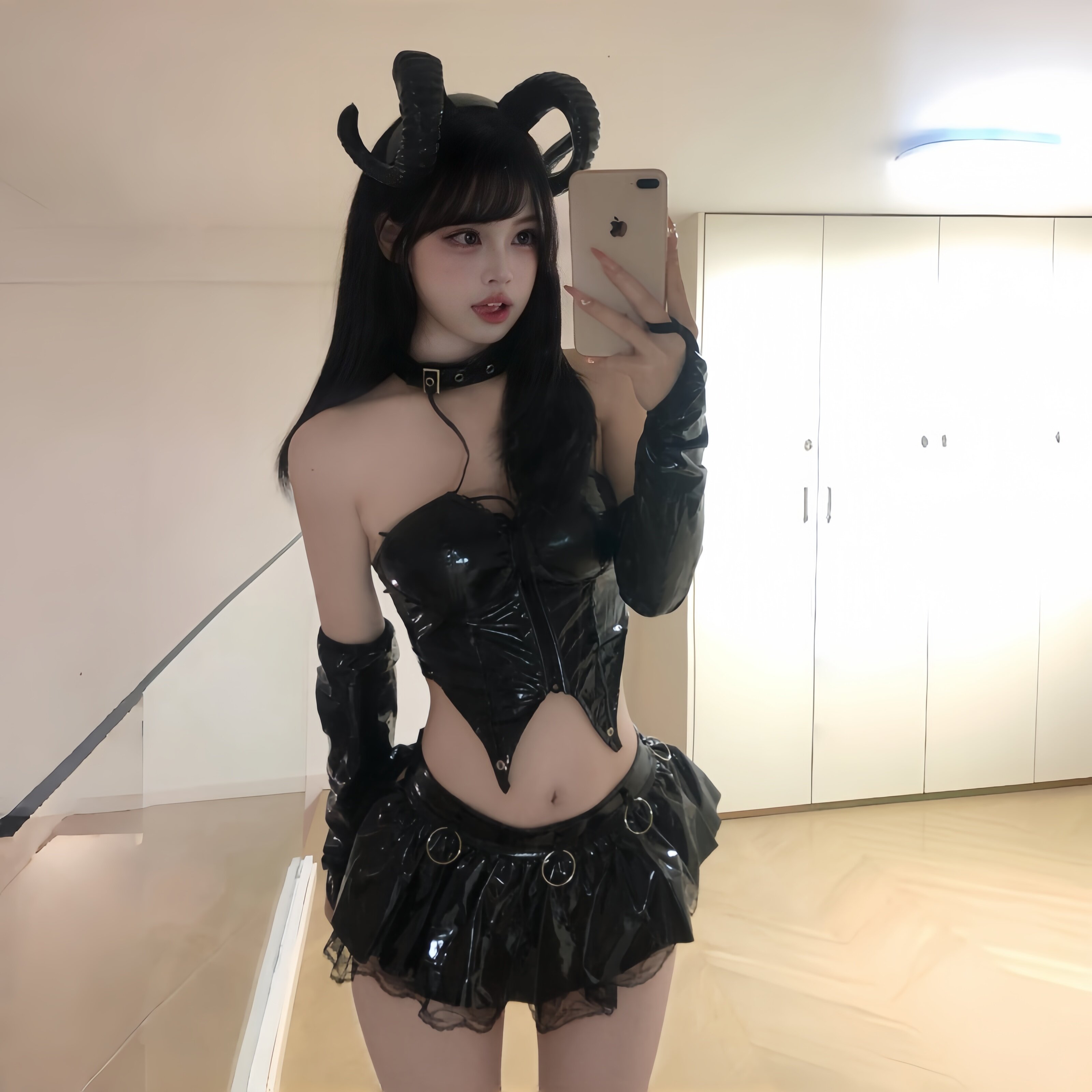 暗黑小恶魔cos服万圣节节日氛围感拍照道具性感短裙制服套装配饰