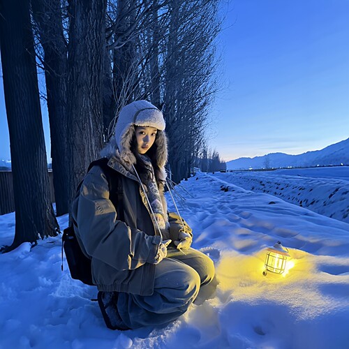 新疆阿勒泰禾木雪地拍照氛围灯