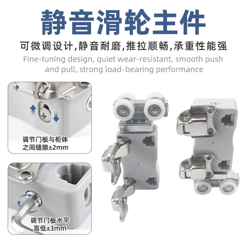 金属衣柜无下轨折叠门吊轨全套步入式H衣帽间推拉移门轨道五金配