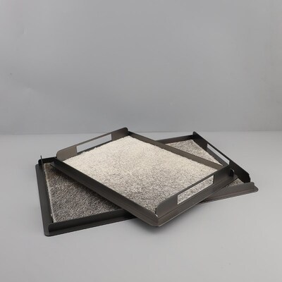 欧式轻奢马毛金h属花器托盘套装摆件客厅卧室玄关酒店软装家居饰