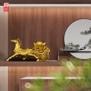 黄铜马拉车摆件马到成功办公室客厅家居装饰工艺品铜.马摆件大号