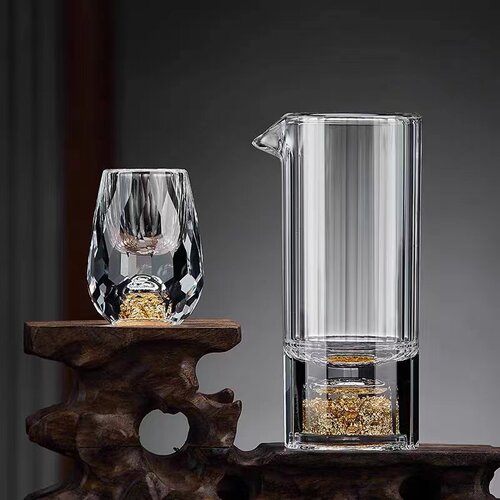 奢华一两二两白酒杯套装家用送礼盒装水晶K玻璃分酒器酒盅高档礼