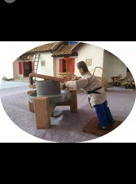 传统安庆小石磨磨盘模q型家居装饰创意礼品摆件幼儿园体验迷你石