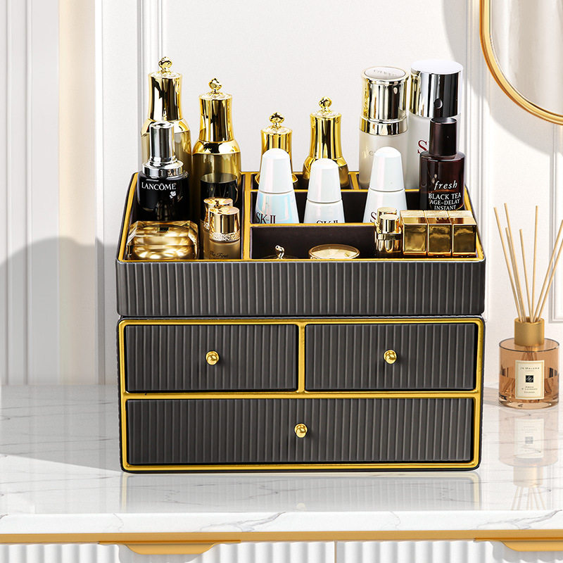 桌面收纳盒抽屉式可叠加大容量y化妆品护肤品梳妆台轻奢皮革储物,收纳整理,桌面收纳盒,淘宝优惠券,粉丝福利购,淘宝优惠卷