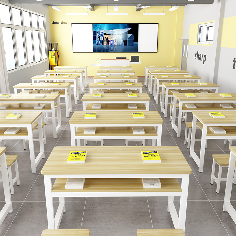 课桌椅培训班学习桌学校辅导班补习E班圆角书桌椅中小学生儿童家