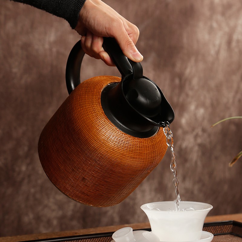 高档竹编热e水瓶 304不锈钢内胆暖壶复古暖瓶家用茶室老式保温水