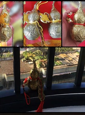 五帝钱门b对门铜葫芦压门槛仿真品纯铜摆件家吉祥结大门铜钱串挂