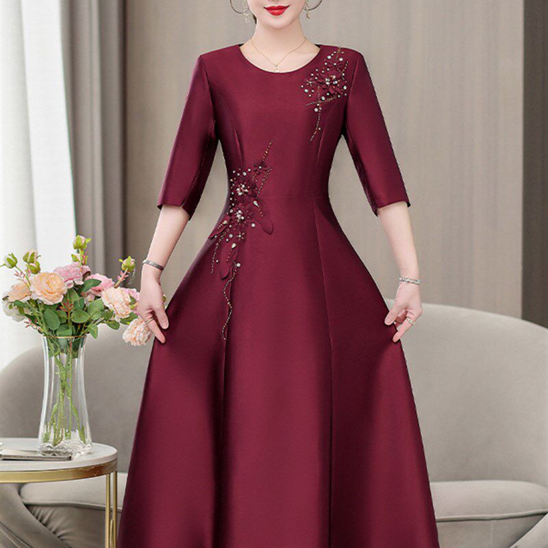 速发结婚衣服妈妈丈母娘婚礼服平时衣穿喜婆婆婚裙装高贵连可宴大