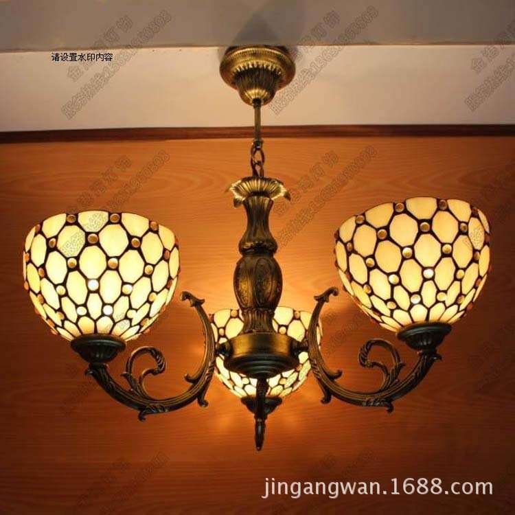 西米亚吊灯 美式乡村复古铁艺吊灯温馨书房卧室餐厅3头灯具