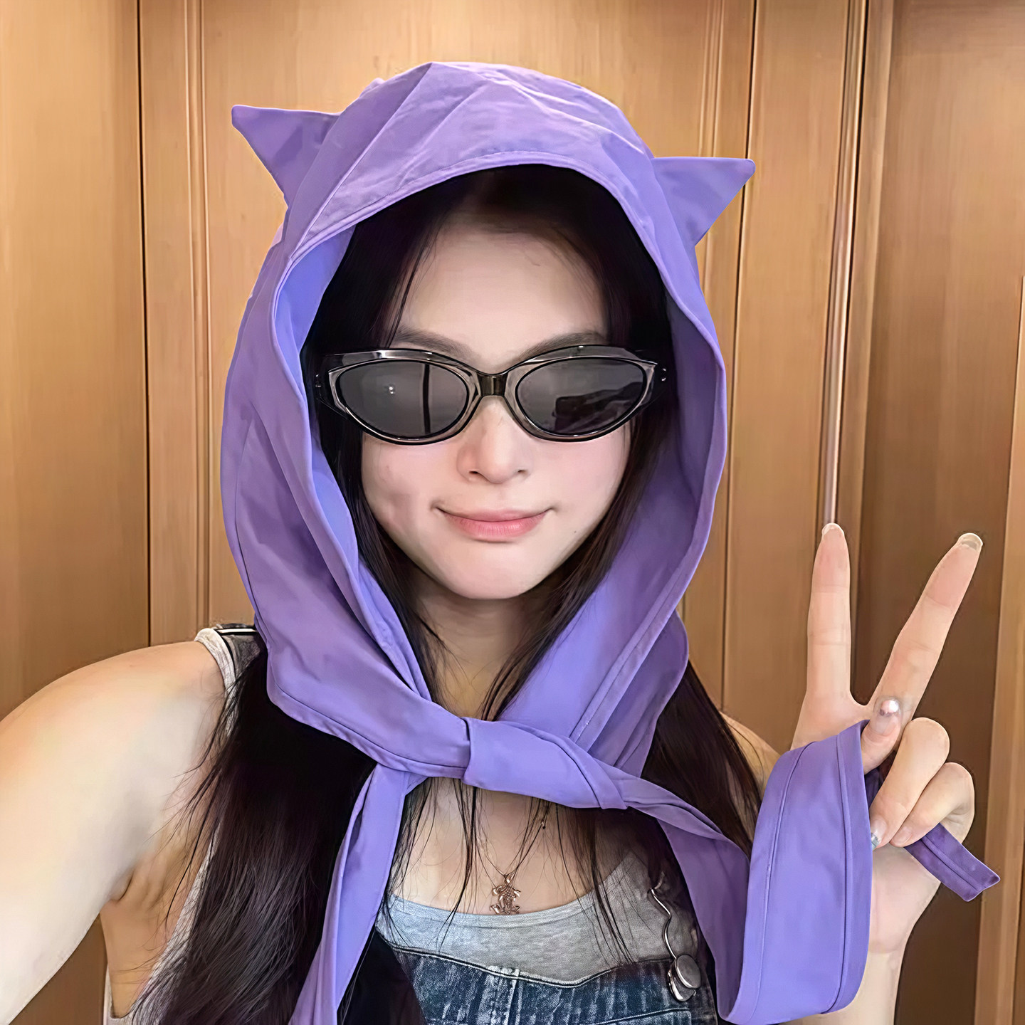 小恶魔绑带速干遮阳帽女薄款护耳头巾帽子可爱猫耳朵小众出游