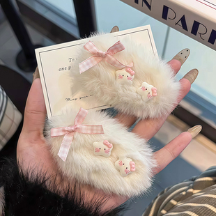 秋冬ins毛绒小猫发夹毛茸茸星星卡通BB可爱发卡少女甜美发饰刘海